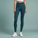 blue leggings with green polka dots image